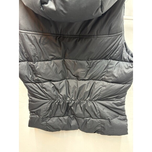 Hollister Women's Black Puffer Vest Hooded Y2K Fleece Lined Cinched Back Size L - Picture 10 of 10